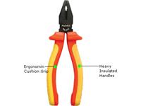 INSULATED COMBINATION PLIER 175MM SERRATED FLAT JAWS MINI BEVEL {PLR912} VDE 1000V [PRK PM-912]