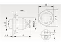 VANDAL RESISTANT PUSH BUTTON SW 16mm MOM  RAISD BUTN. 1n/o 2A-36VDC -IP65- STAINLS STEEL - SCW TERM. (ANTI VANDAL) [AVP16RW-M1S]