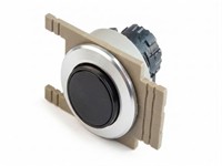 PB Actuator Non-Illum. Mom - black raised button 35mm met. silver flush bezel [PB352MSK]