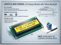 LCD 16X2 with Yellow LED Backlight (Not I2C) (Black Digits) [BDD LCD 16X2 - YELLOW BACKLIGHT]