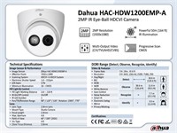 Dahua HDCVI Dome Camera 2MP 2.8mm Fixed Lens, 50m IR, 1/2.7 inch CMOS, Built-in mic (-A), Max 30fps@1080P, IP67, DC12V, 106.0×93.6mm, .44kg [DHA HAC-HDW1200EMP-A 2.8MM]