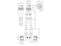 Cordset M12 A COD DUO Male Straight. 3 Pole to Dual 3 Pole Angled Female with LED Indcator - Double End - 1M PUR Cable IP67 (43584) [ASB 2-RKWT/LED A 4-3-224/1 M]
