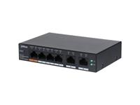 Dahua 6 Port Cloud Managed Desktop Switch with 4 Port POE, 4 x RJ45 10/100Mbps & 2xRJ45 10/100/1000 Mbps (Uplink Port), Port-Based VLAN, MAC Table Size:8K , Switching Capacity:4.8Gbps, PoE Power:Port1≤60W, Port 2-4≤30W, Total≤60W, PSU:53VDC1.226A [DHA CS4006-4ET-60]