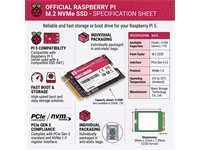 Raspberry PI SSD 512GB NVME , M.2 2230 Format, Complies with PCIe GEN 2 Standard, Compatible with Raspberry PI 5 (when used with a Compatible SSD HAT) Operating Temp:0℃~70℃, 50K IOPS (4KB Random Reads) 30x22x1.35mm [RASPBERRY PI SSD 512GB]