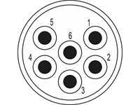 Circular Connector M23 Signal Male Solder Insert - 6 Pole - 6 x 2mm Contacts - 20A @ 630VAC Max. [7001906103]