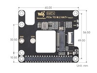 PCIE to M.2 adapter for Raspberry PI 5, Supports NVME Protocol M.2 Solid State Drive, High-Speed Reading/Writing, HAT+ Standard [WVS PCIE-M.2 HAT-RASPB PI 5]