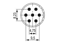 Circular Connector M23 Signal Female Solder Insert, 7 Pole for 7 x 2mm Contacts - 20A @ 630VAC Max. [7001907104]