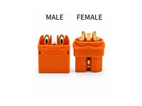 XT60I-F & XT60IPW-M BATTGO SMART LIPO Battery Connector 2Pole 35A 500VDC IP40 - Cable End Polarized Female/Male Gold Plated Bullet Terminals R/A (PCB) - With Cover/Boot [RC-XT60I-F/XT60IPW-M CONN PR]