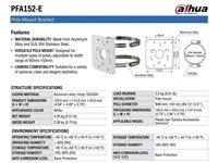 Dahua Pole Mount Bracket, Aluminium & SUS304, 0,27kg, {125.6x114x20mm} [DHA PFA152-E]