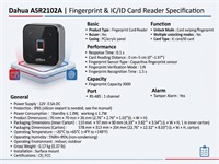 Dahua Access Reader, Support Card/Fingerprint Unlock, RS485, Fingerprint Capacity:3000, Buzzer, Tamper Alarm, Support Contactless Recognition of IC Card (Mifare Card), PSU12V 0.5A, Fingerprint Recognition 1.5s, 70×70×26mm, IP65 [DHA ASR2102A]