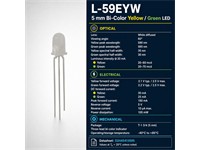 5mm Round Bi-Colour LED Lamp • 3-Pole • Rd-Org - IV= 60mcd • Yellow - IV= 40mcd • White Diffused Lens [L-59EYW]