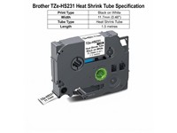 Brother TZE Heat Shrink Tube Black on White 11.7mm (1.5 metres) [BRH TZE HS231]
