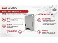 Hikvision 4CH Switch Mode Power Supply 48W, 12V 1A Per Channel 144×80x33mm [HKV DS-2FA1225-C4]