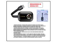 4K  UHD , WIRELESS ANYCAST DISPLAY DONGLE , BROAD COMPATIBILITY IT SUPPORTS ANDROID 4.4 OR ABOVE, IOS 8.0 OR ABOVE, MAC OS 10 OR ABOVE, WINDOWS 8.1 OR ABOVE. SUPPORTS MIRACAST .USES THE LATEST 8272 CHIPSET, WITH DUAL RAM, SUPPORTING H.265 DECODING [MIRASCREEN 4K DONGLE G9+]