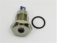 VANDAL RESIST PILOT LAMP 12mm FLAT  GRN DOT LED 12V AC/DC 15mA  - IP67 -  NICL PLATED BRASS [AVL12F-NDG12]