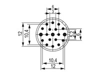 Circular Connector M23 Signle. Female Crimp Insert CW- 19 Pole (PE on Pos 12) for 16x1mm/3x1,5mm Contacts - 8/10A @ 320VAC Max. [7003919112]
