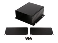Extruded Aluminium Enclosure With Integrated Flange Black Anodized 120x103x53mm - Aluminium End Plates [1455NF1201BK]