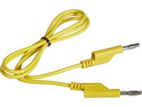 Test Lead - Yellow - 25cm - SIlicon 1mm sq. - 4mm Stackable 'Lantern' Banana Plugs 15A/60VDC [MLN SIL 25/1 YELLOW]