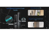 EZVIZ Smart Dual-Sided Fingerprint Door Lock, Metallic Grey, Unlocking Method: Passcode / Proximity Card / Mechanical Key (for Emergency), 2.4GHz WiFi, luetooth, Lift-Up Lock Body, Lock Cylinder:2885/3585, IP65 (Front/Rear Panel) [EZVIZ CS-DL06 PRO]