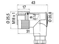CIRC SENSR CON M18 CABL FEMALE R/A 4 POL SCW LOCK SCW TERM 8mm CABL ENTRY IP67  (ZBE03) (609480) (XZCC18FCP40B) [09-0440-00-04]