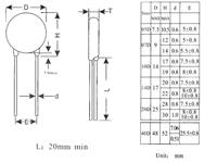 MOV Metal Oxide Varistor Ø 14mm • VACrms= 130V • Prated= 0.6W • Energy10/1000 uS= 57 J [ZOV14D201K]