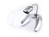 DESKTOP MAGNIFIER  WITH TWO ILLUMINATING  LEDS, ROUND BASE , WITH FLEXIBLE GOOSENECK FOR EASY ADJUSTMENT OF HEIGHT AND ANGLE .REQUIRES  3 X LR1130 OR V389 BATTERIES . [MLPF128 LED]