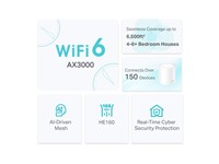TP-LINK AX3000 Whole Home Mesh WiFi 6, 2.4GHz@574Mbps, 5GHz@2402Mbps, 2×2 MU-MIMO, 3×GIGABIT Ports, Supports WAN/LAN Auto-Sensing, Connect Over 150 Devices, AI-Driven Mesh, up to 420 m², 100~240V 50/60Hz [TP-LINK DECOX50-2PACK]