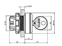 Key Switch Actuator • 30mm Standard Bezel • 1 Inlet -2 pos., Latching 90° [K309L2L1]