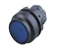 Push Button Actuator Illuminated Momentary • Blue Lens • Black 30mm High Bezel [P304MB]