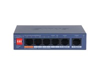 Dahua 6 Port Cloud Managed Desktop Switch with 4 Port PoE, 4xRJ45 10/100Mbps (PoE) & 2xRJ45 10/100/1000Mbps (Uplink Port), Supports VLAN & Loop Protection, PoE PWR:Port 2-4≤30W & Port 1≤60W total≤60W, External PSU:53VDC 1.22A, 115×84×27mm, 0.76kg [DHA CS4006-4ET2GT-60]