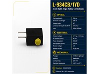 3mm Right Angled Housed LED Lamp, Yellow - IV= 15mcd, Yellow Diffused Lens [L-934CB/1YD]
