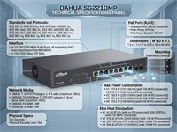 TP-Link Jetstream 10 Port Gigabit Smart Switch with 8 Port PoE+, 8 xRJ45 10/100/1000Mbps, 2xGIGABIT SFP SLOTS, 294x180x44 mm, 100-240V AC, 50/60Hz [TP-LINK SG2210MP]