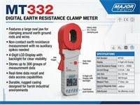 Digital Earth Resistance Clamp Meter, 4-Digit LCD Display, Earth Resistance Range:0.001Ω~1200Ω, Current Range:0.01mA~20A, Jaw Size:55x32mm, Data Storage:300 Groups, Measure Time:2 Times/sec, External Magnetic Field:<40A/m, Data Access [MAJ MT332]