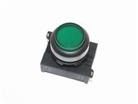 Push Button Actuator Switch Illuminated Latching • Green Raised Lens • Black 30mm Bezel [P302LG]
