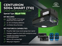Centurion SD04 Smart (T10) Garage Door Drive Head Unit Relay Type, Includes: 2X12V 3.4A Batteries, 2X4 Button Remotes [CEN SD04 SMART (T10)]