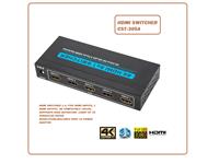 HDMI SWITCHER 1.4, FIVE HDMI INPUTS, 1 HDMI OUTPUT, 3D COMPATIBLE ,4Kx2K, SUPPORTS HIGH DEFINITION  1080P UP TO 4090x2160 SUPER RESOLUTION,INCLUDES 5VDC 1A POWER ADAPTER [HDMI SWITCHER CST-305A]