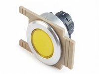 PB Actuator Illum. Mom - yellow flush lense aluminium 35mm flush bezel [P351MYA]