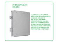 Aluminium Alloy Waterproof Enclosure with Hinge, Rated IP66, Size: 280x220x90 mm, Weight 1815g, Impact Strength Rating IK08, Box Body and Cover Fixed with Stainless Screws, Silicone Foam Seal. Good, Dustproof & Airtight Performance. Max Temperature:-40°C [XY-ENC WPA36-03 HRMSPH]