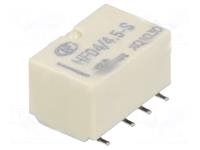 Signal Subminiature Seal Surface Mount.(SMD) Relay Form 2C (2c/o) 4,5VDC 145 Ohm Coil 2A 30VDC 0,5A 125VAC (250VAC Max.) - Gold Flash Contacts [HFD4-4.5-SR]