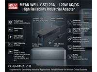 Meanwell Desktop Power Supply 12V 8.5A 120W , O/P:85-264VAC , 4 Pin Mini Din Plug , LED Indicator , Built-in Active PFC Function ,167x67x35mm [GST120A12-R7B]