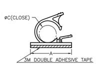 Cable Harness Closed Diameter = 4mm Lock Mount Releasable, with 3M Brand Adhesive Base [FWU-1]