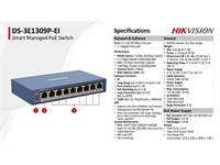 HIKVISION DS-3E1309P-EI IEEE 802.3at/af Standard for PoE ports, 8 Port Fast Ethernet Smart PoE Managed Switch, 8 × 100 Mbps PoE RJ45 Ports, 1 × Gigabit Network RJ45 Port [HKV DS-3E1309P-EI]