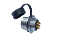 Circular Connector Metal Series 12 IP67 Push-Pull Bulkhead Panel Recptacle Rear Jamnut Male Solder Terminal. 10A 200VAC. With Dust Cap [XY-CCM242-8P-1-C]