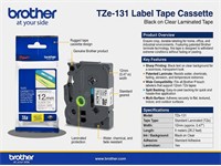 Brother TZE Black on Clear Tape 12mm (8metres) [BRH TZE 131]