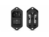 IEC C14M Inlet Screw-in with DPST Switch. 10A 250V (Panel Cut Out = 42.4 x 28.0) [6400-23]