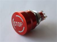 Emergency Push Button Switch Latching - Twist Reset - Large Red Aluminium Dome Button - 22mm Panel Cut Out 2c/o [PBME22TR-ML4AL]