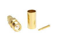 SMA 50R Socket Inline Crimp 5mm RG58 Rev Pole [32K101-306RP]