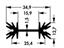 Extruded Heatsink for PCB Mounting for TO-3P TO-220 • pattern Drilled • Rth= 14 K/W • Length : 25.4mm • Black Anodised surface without PCB Pins [SK104LS-25,4]