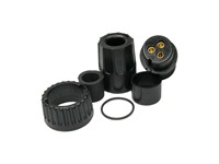 Multi-Con-X 3-position Cable End Socket Connector with Contact Size #12 Gold plated Solder Cup style Sockets and Weathertight Grommet Grip/Seal and O ring with 7.1~7.4mm Grommet [3182-3SG-328]