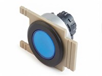 PB Actuator Illum. Mom - blue flush lense black 35mm flush bezel [P351MB]